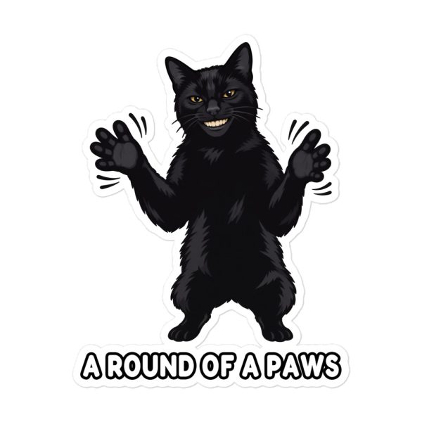 A Round of a Paws - Black Cat Clapping AI Human Creepy Sinister Uncanny - Sticker
