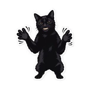 Black Cat Clapping - AI Human Creepy Sinister Uncanny Instagram - Sticker