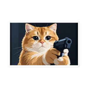 Softhearted Gunner - Tearful Orange Kitten Gun Zombie Cat Ending Embrace - Sticker