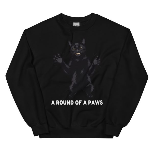 A Round of a Paws - Black Cat Clapping AI Human Creepy Sinister Uncanny - Unisex Sweatshirt