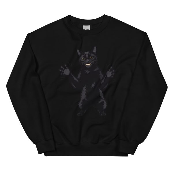 Black Cat Clapping - AI Human Creepy Sinister Uncanny Instagram - Unisex Sweatshirt