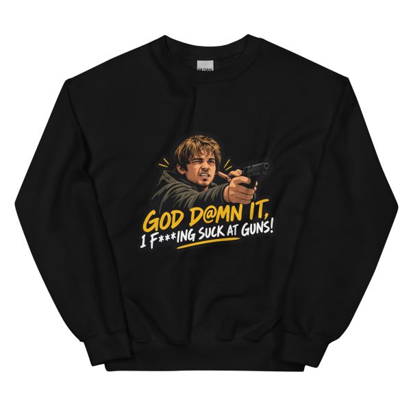 God Damn It, I Fucking Suck At Guns - Bryan Hodukavich Resident Evil Zach Cregger Pistol - Unisex Sweatshirt